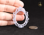 1:12th scale detailed miniature oval vintage ornamental baroque style painting/picture frame - Unpainted