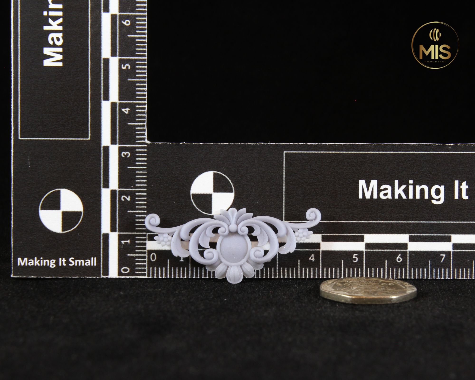 1:12th scale detailed miniature ornamental baroque style moulding - unpainted 1/12