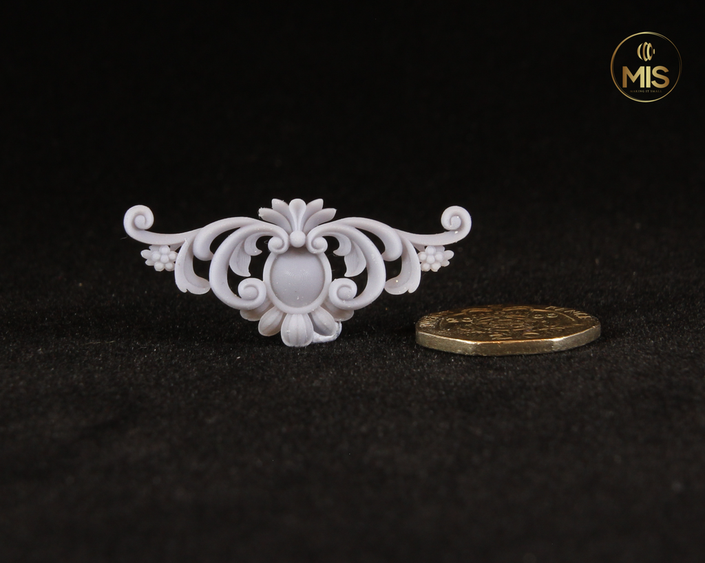 1:12th scale detailed miniature ornamental baroque style moulding - unpainted 1/12