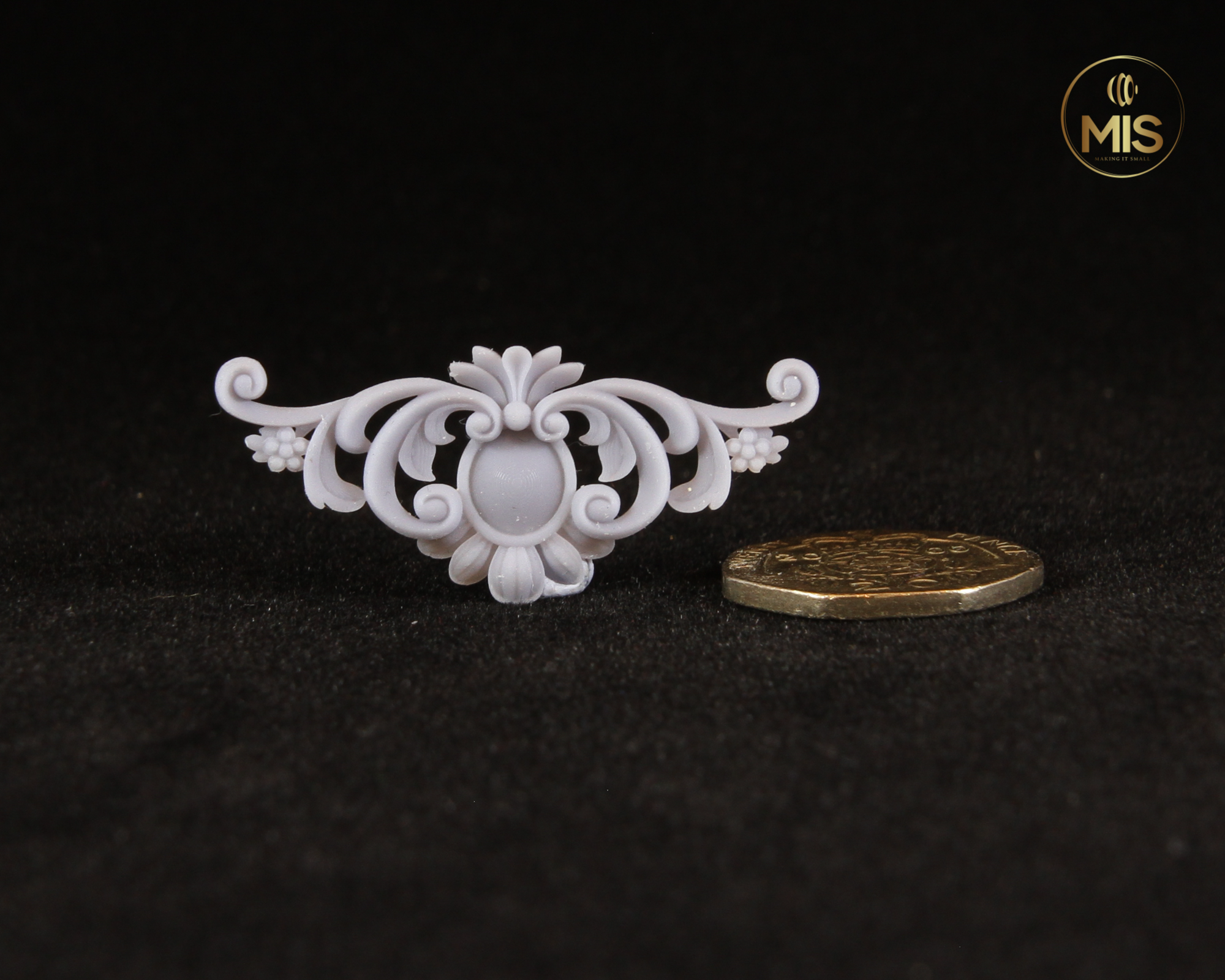1:12th scale detailed miniature ornamental baroque style moulding - unpainted 1/12
