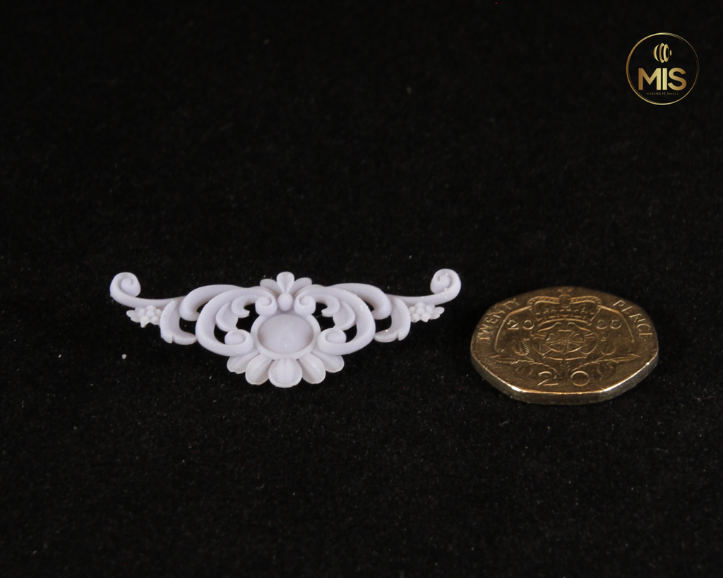 1:12th scale detailed miniature ornamental baroque style moulding - unpainted 1/12