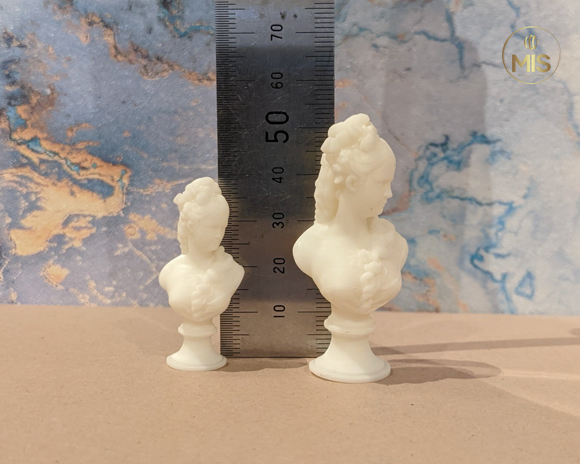 Miniature decoration bust statue - detailed hand painted stone effect or unpainted -  1:12 scale