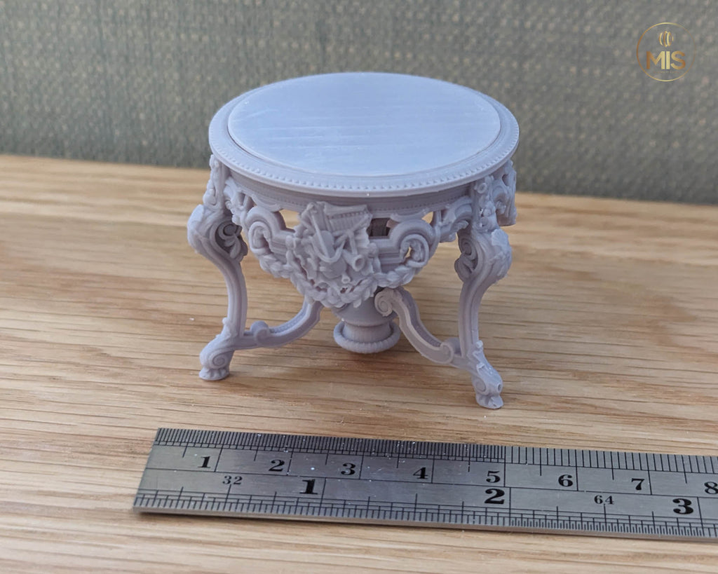 1:12 French Baroque style Round Dining Table or Entrance Table - Furniture - Unpainted