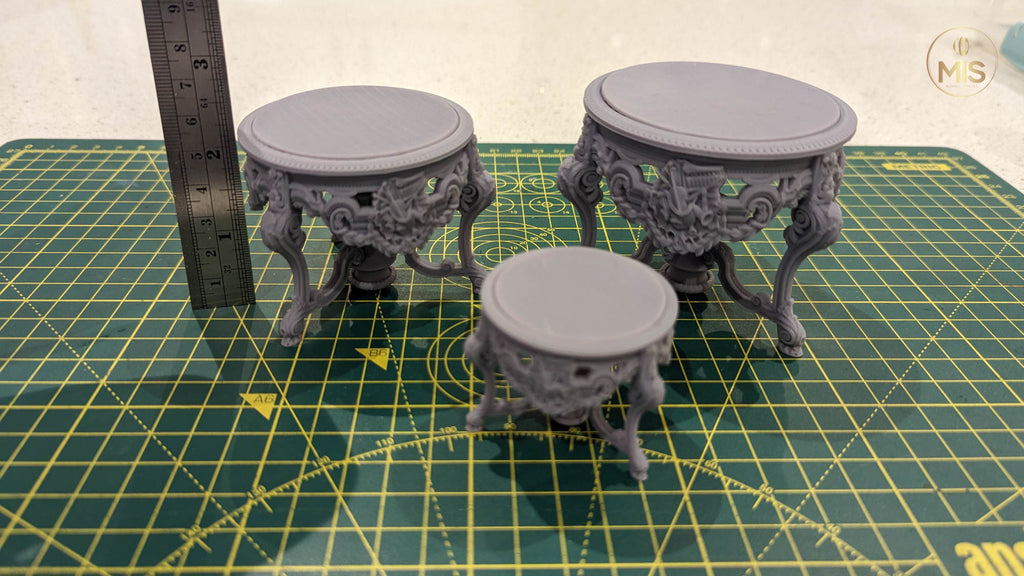 1:12 French Baroque style Round Dining Table or Entrance Table - Furniture - Unpainted