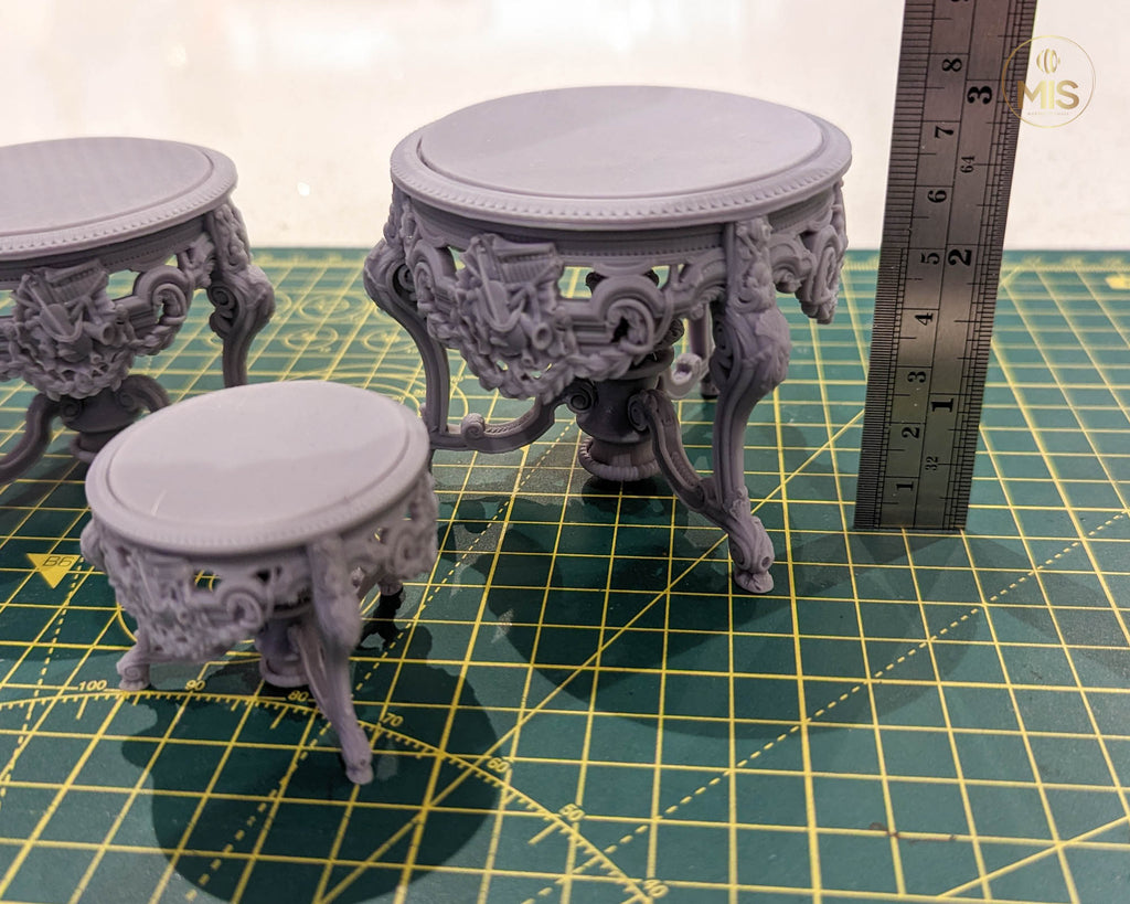 1:12 French Baroque style Round Dining Table or Entrance Table - Furniture - Unpainted
