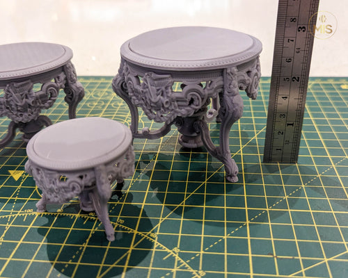 1:12 French Baroque style Round Dining Table or Entrance Table - Furniture - Unpainted