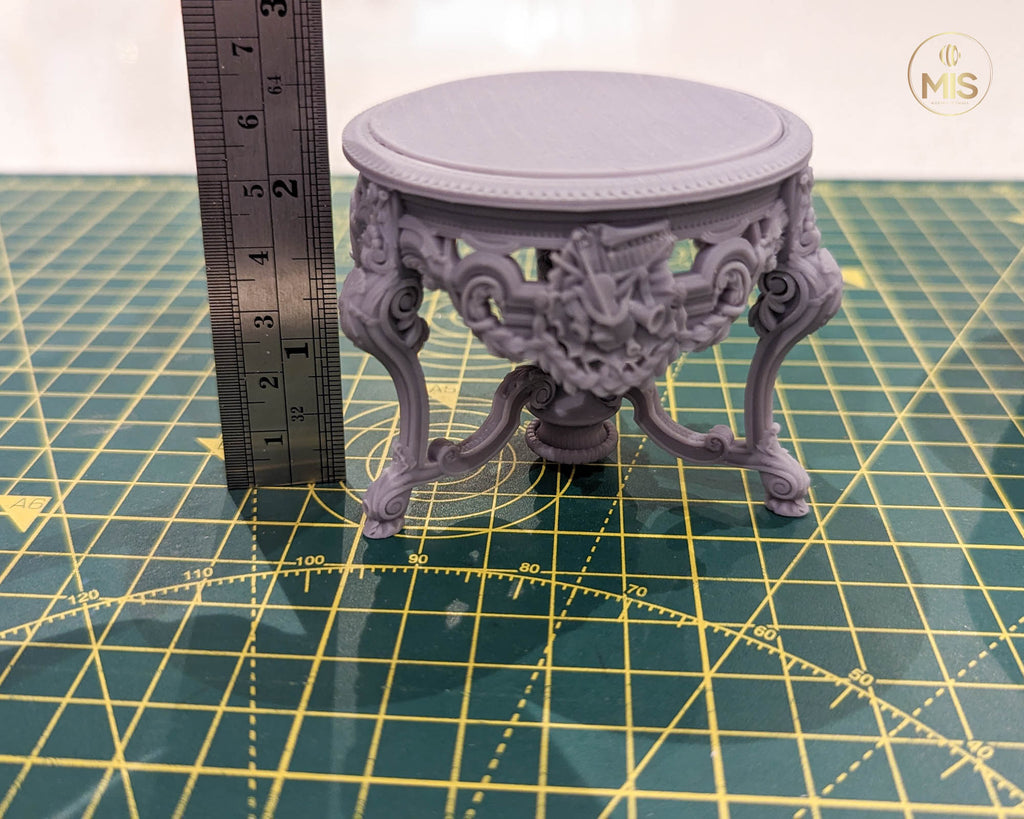1:12 French Baroque style Round Dining Table or Entrance Table - Furniture - Unpainted