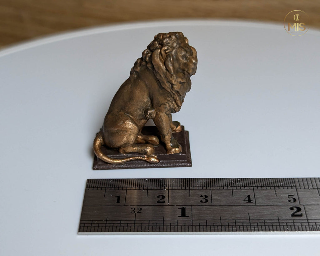 Miniature lion ornament or bookend - Available unpainted or hand painted as aged bronze  -  1:12 and 24th scale