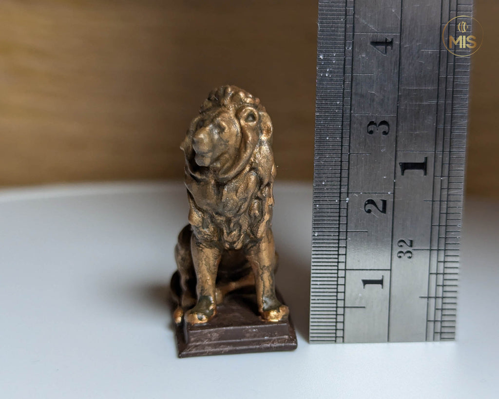 Miniature lion ornament or bookend - Available unpainted or hand painted as aged bronze  -  1:12 and 24th scale