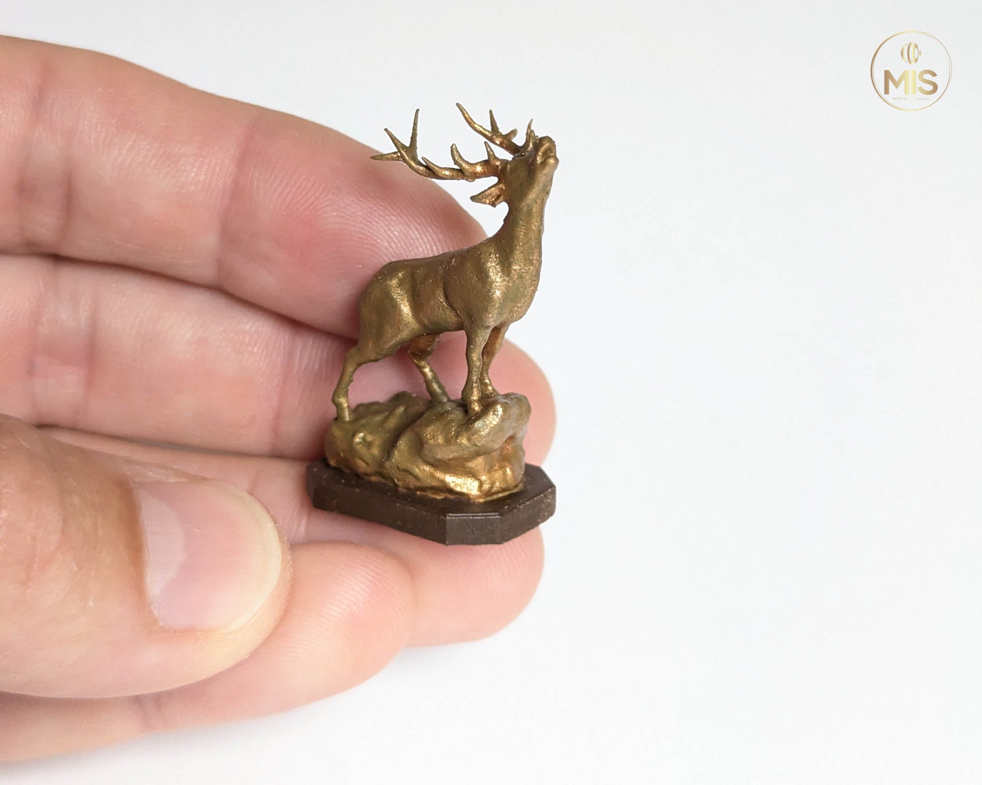 Miniature stag /deer ornament- Available unpainted or hand painted as aged bronze