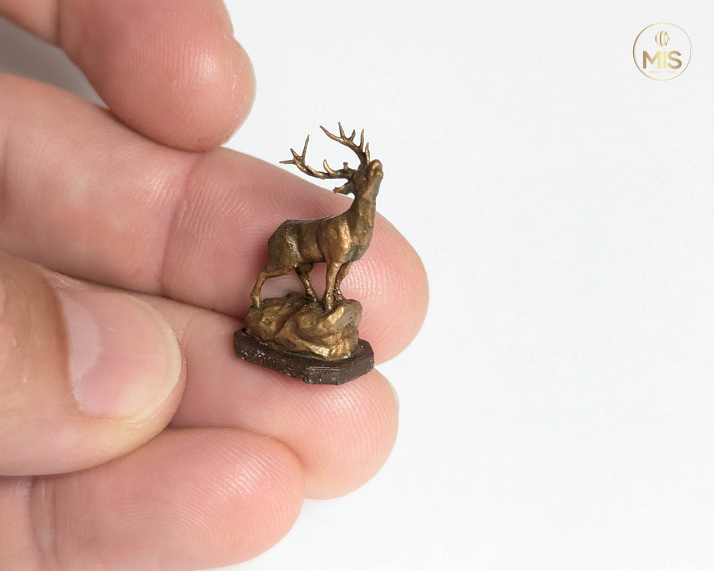 Miniature stag /deer ornament- Available unpainted or hand painted as aged bronze