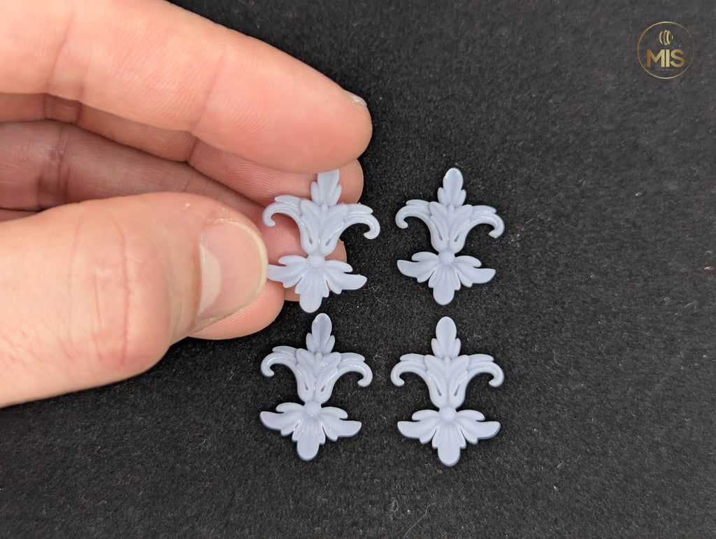 Ornamental miniature baroque/ rococo style embellishments  [set of 4]  - Unpainted