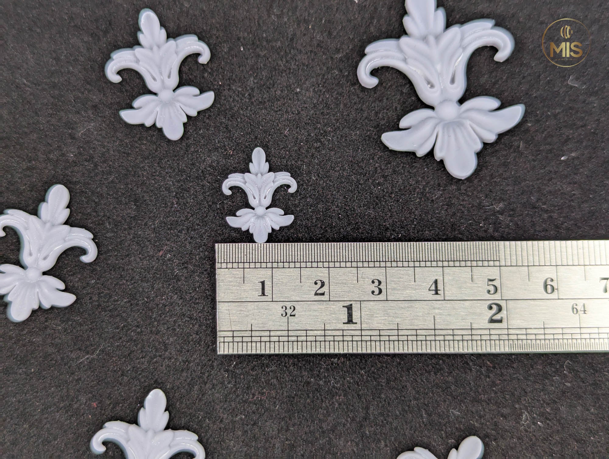Ornamental miniature baroque/ rococo style embellishments  [set of 4]  - Unpainted