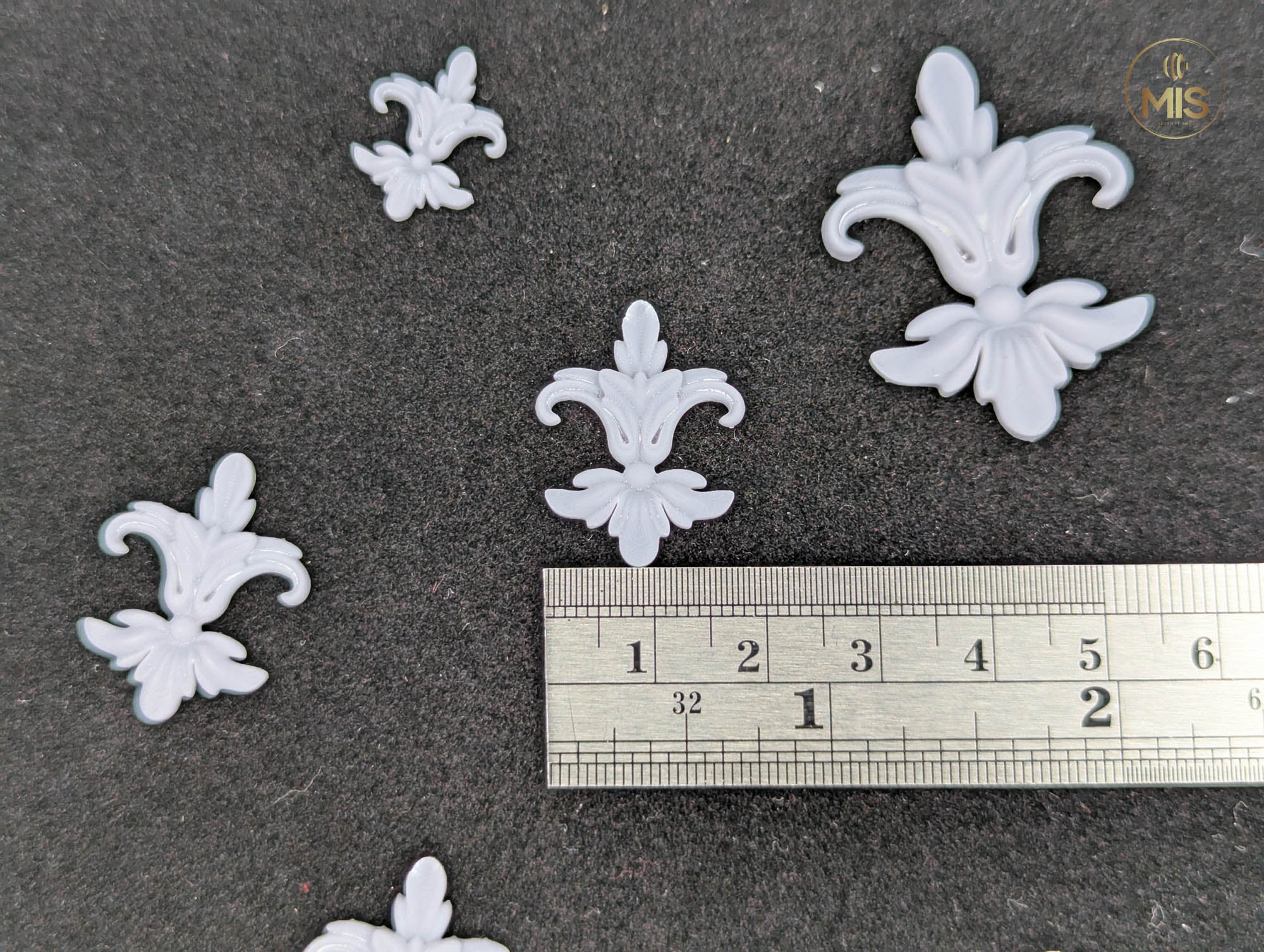 Ornamental miniature baroque/ rococo style embellishments  [set of 4]  - Unpainted