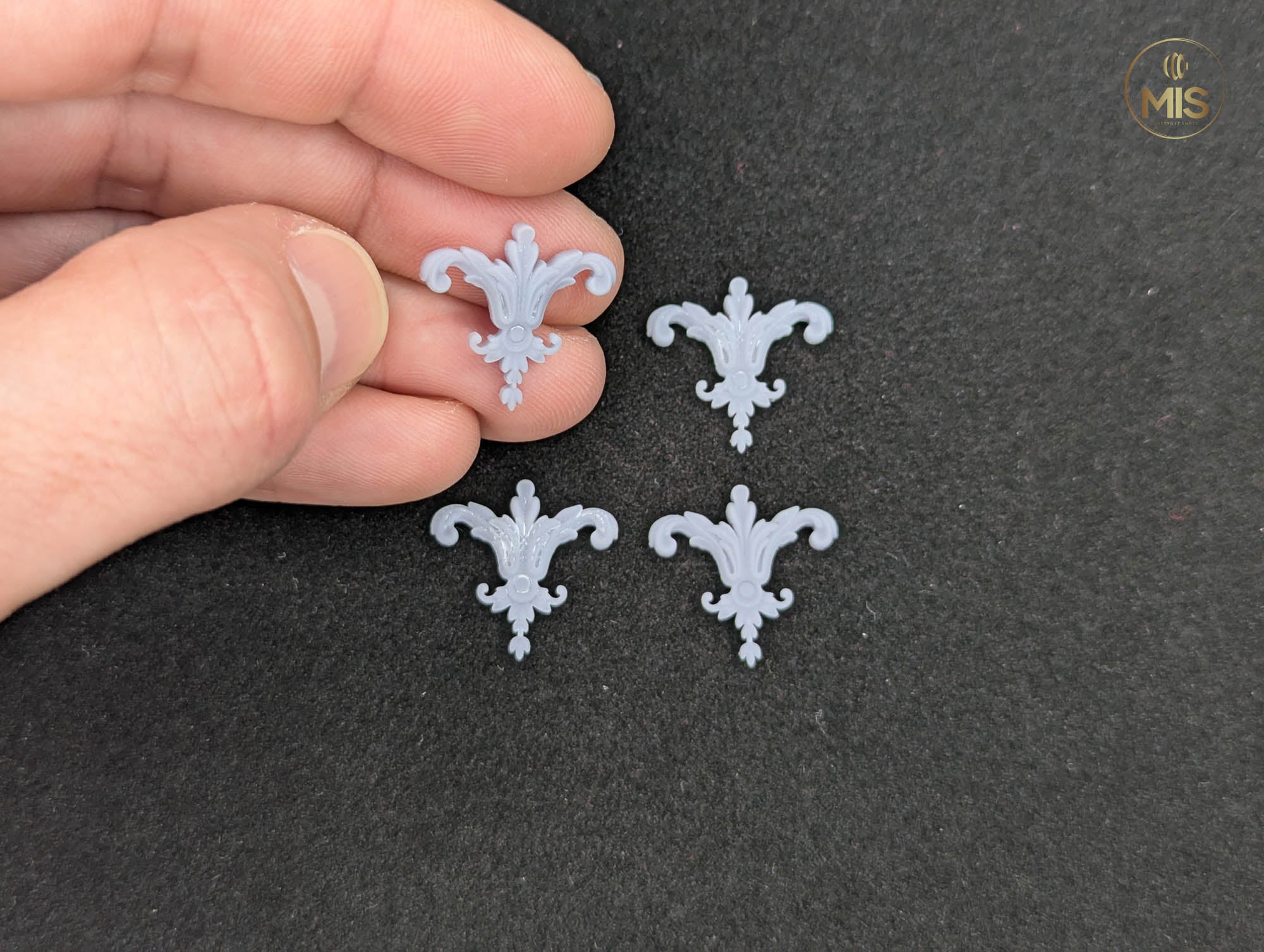 Ornamental miniature baroque/ rococo style embellishments  [set of 4]  - Unpainted