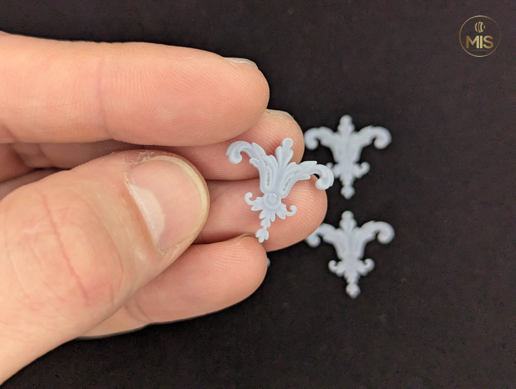 Ornamental miniature baroque/ rococo style embellishments  [set of 4]  - Unpainted