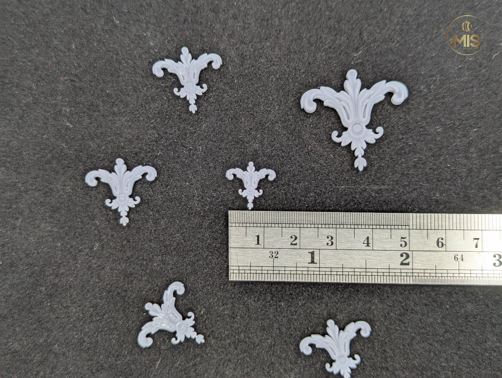 Ornamental miniature baroque/ rococo style embellishments  [set of 4]  - Unpainted