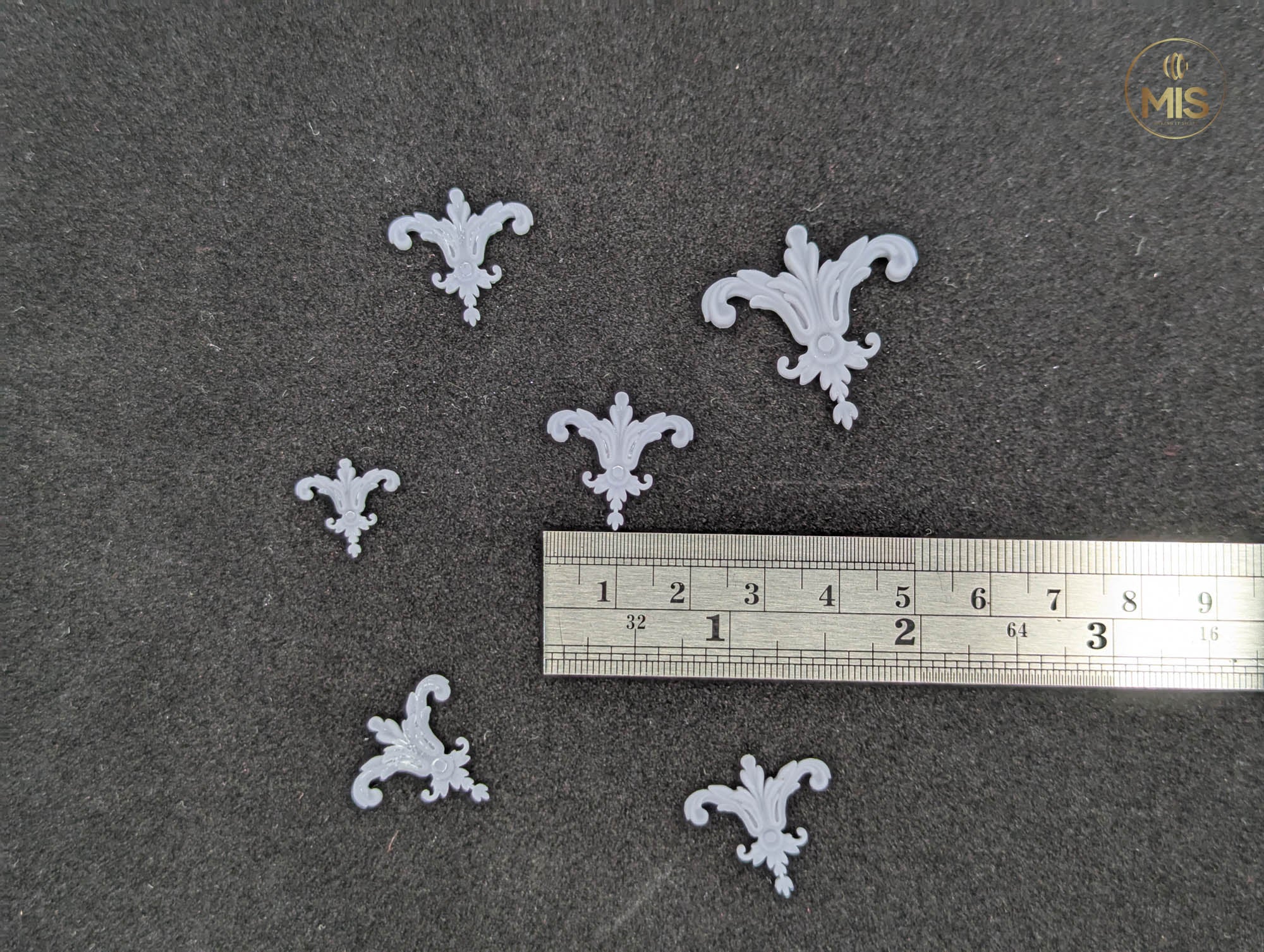 Ornamental miniature baroque/ rococo style embellishments  [set of 4]  - Unpainted
