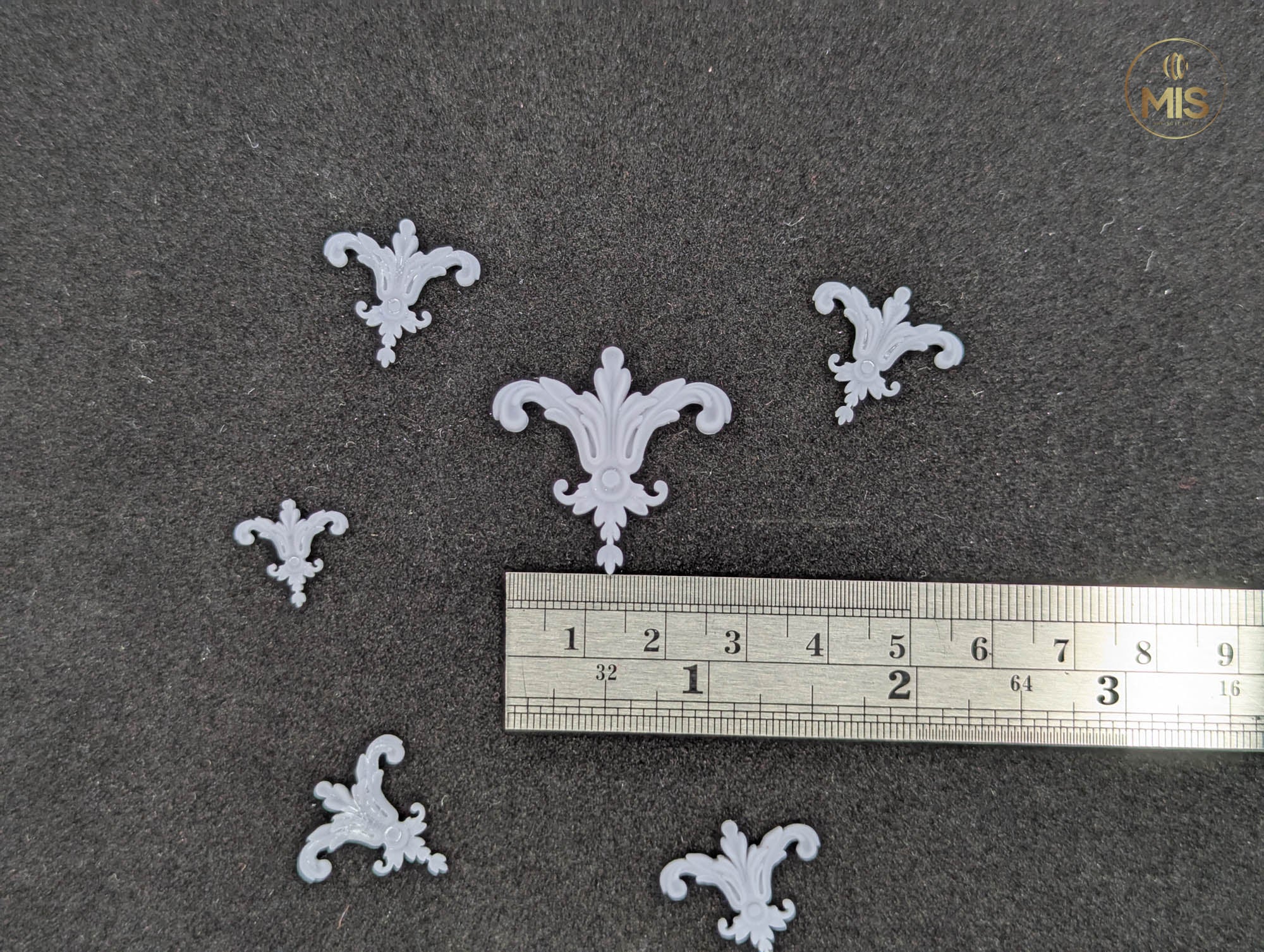 Ornamental miniature baroque/ rococo style embellishments  [set of 4]  - Unpainted