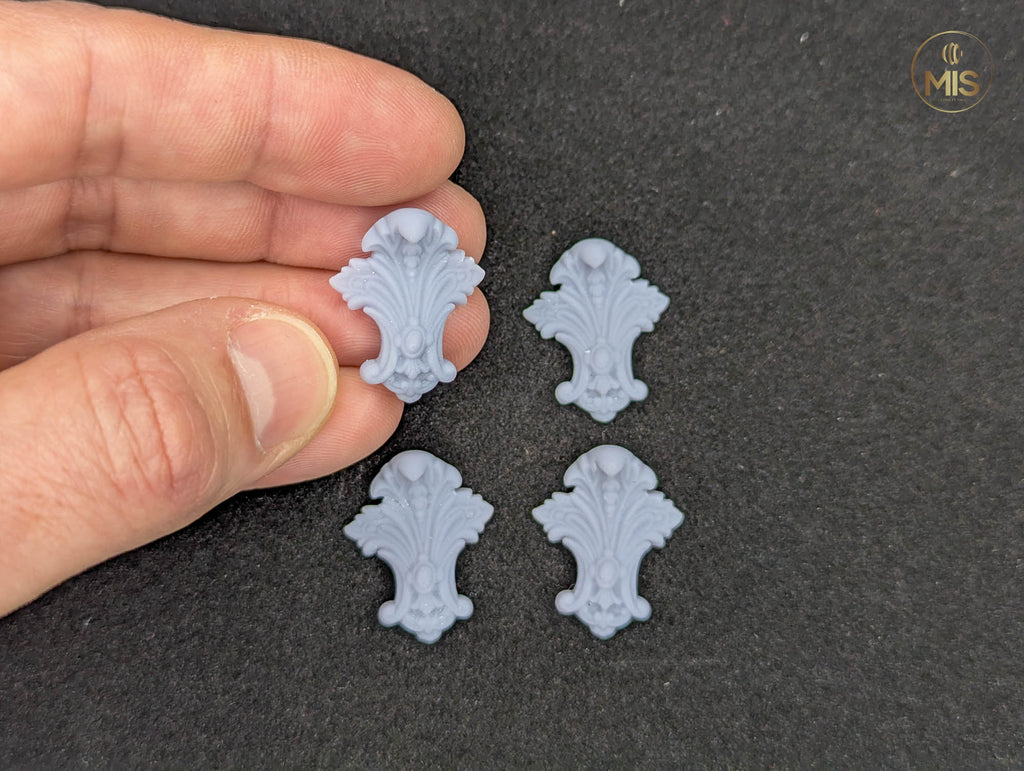 Ornamental miniature baroque/ rococo style embellishments  [set of 4]  - Unpainted