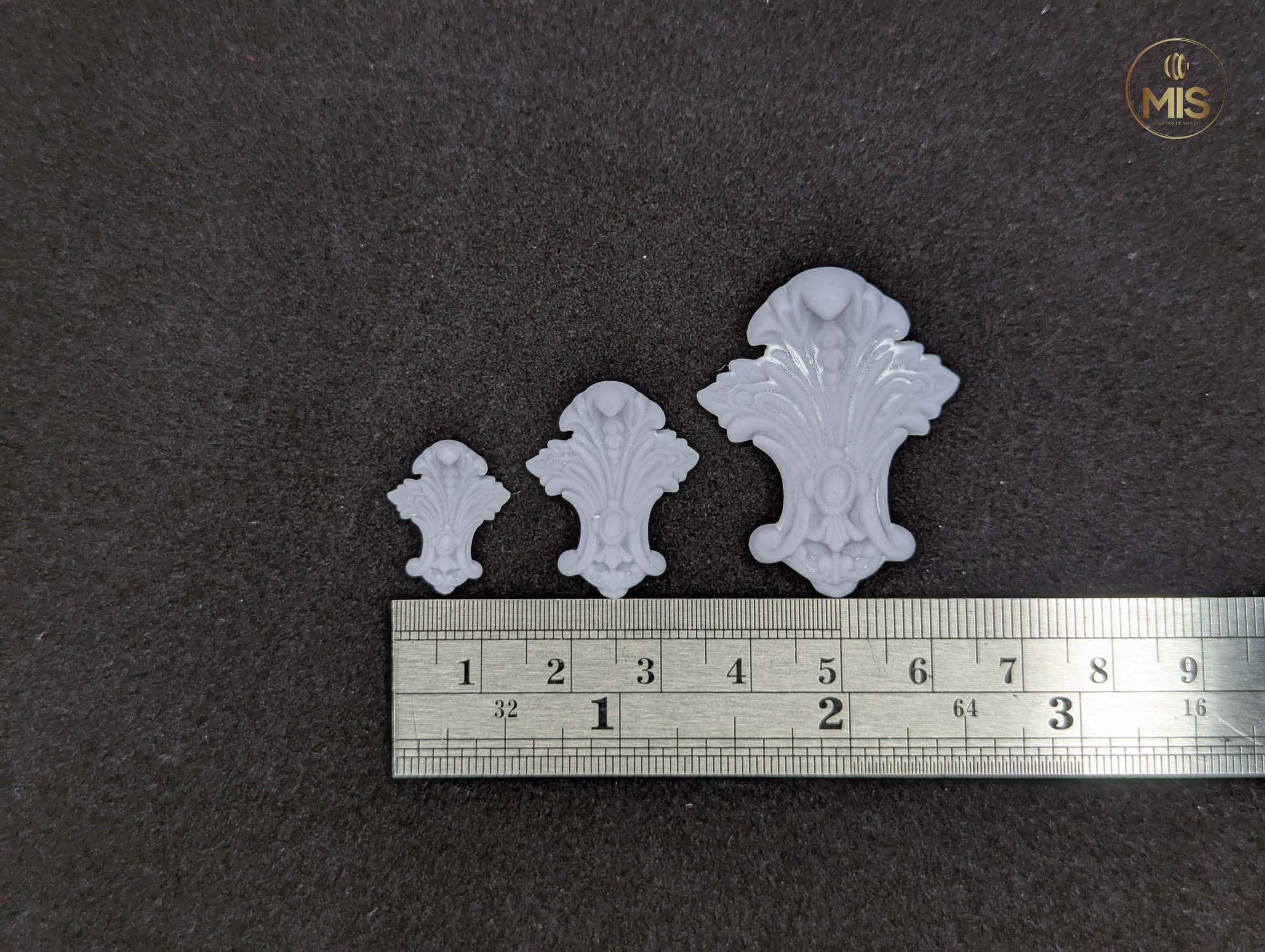 Ornamental miniature baroque/ rococo style embellishments  [set of 4]  - Unpainted