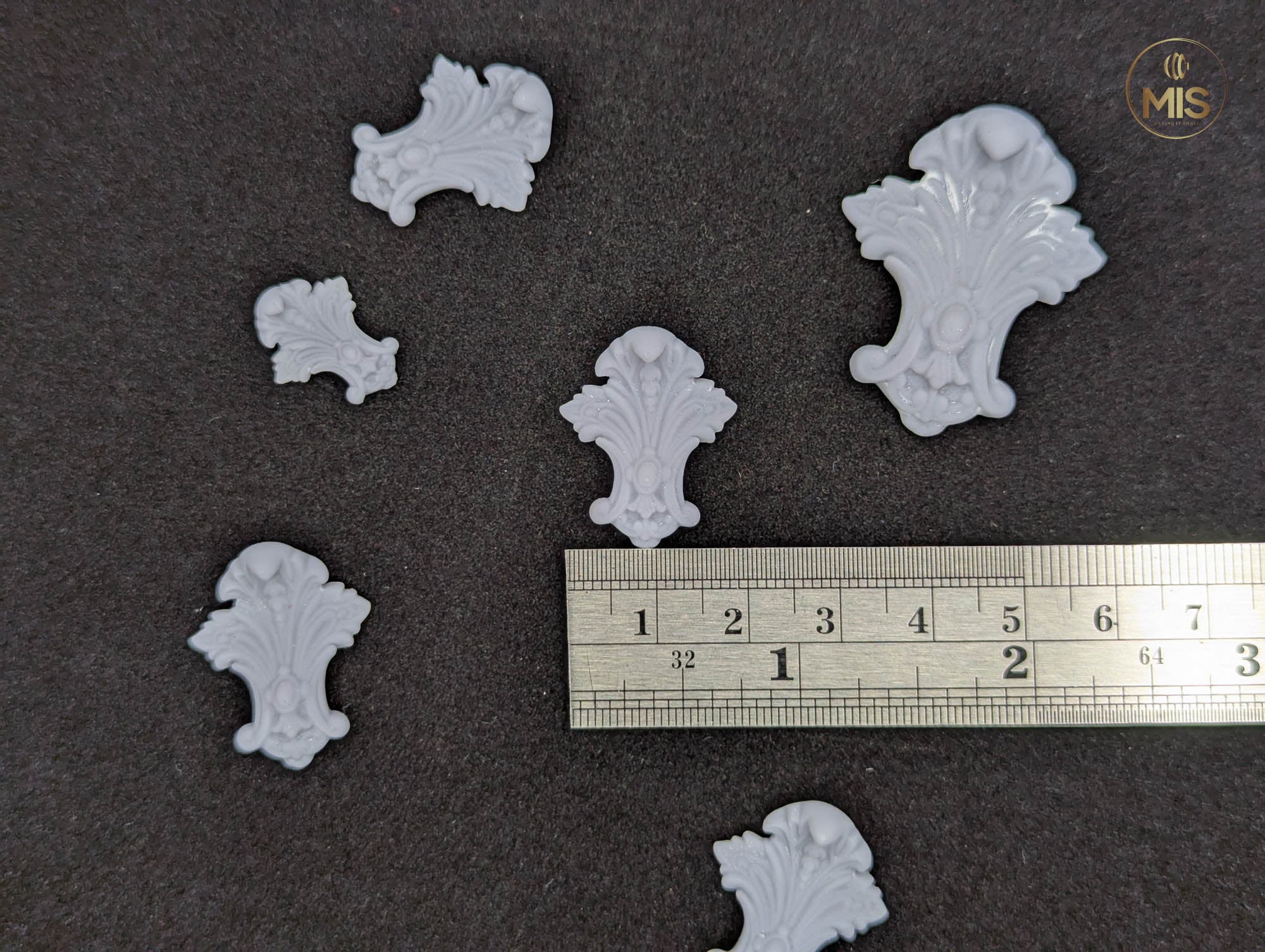 Ornamental miniature baroque/ rococo style embellishments  [set of 4]  - Unpainted