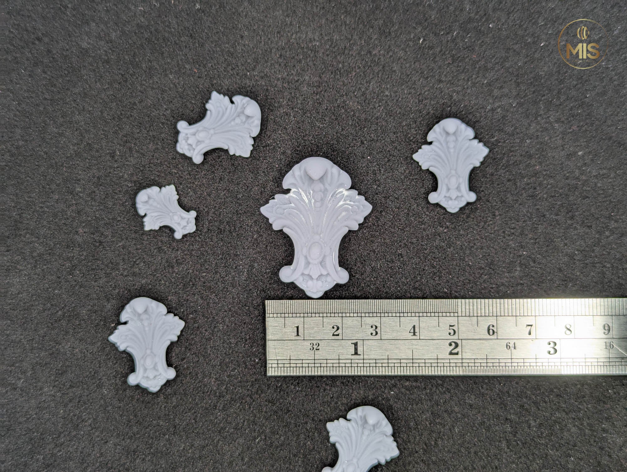 Ornamental miniature baroque/ rococo style embellishments  [set of 4]  - Unpainted
