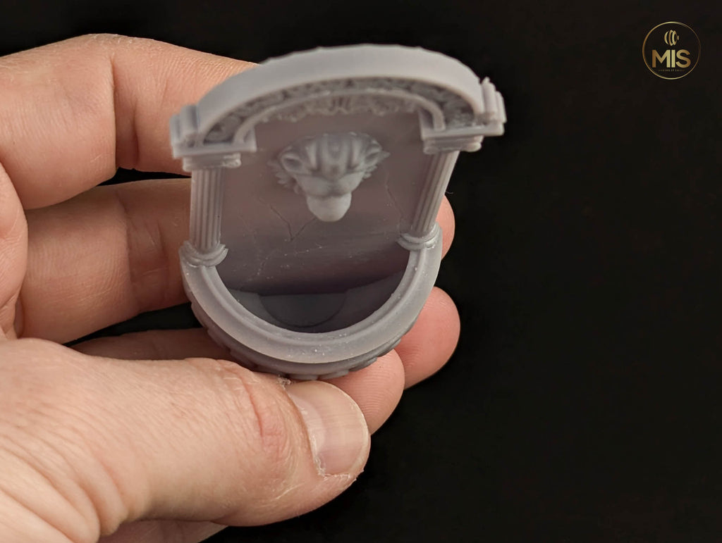 Detailed Lion Wall Fountain Classic stone- Available hand painted or ready to paint -  1:12 / 24th scale