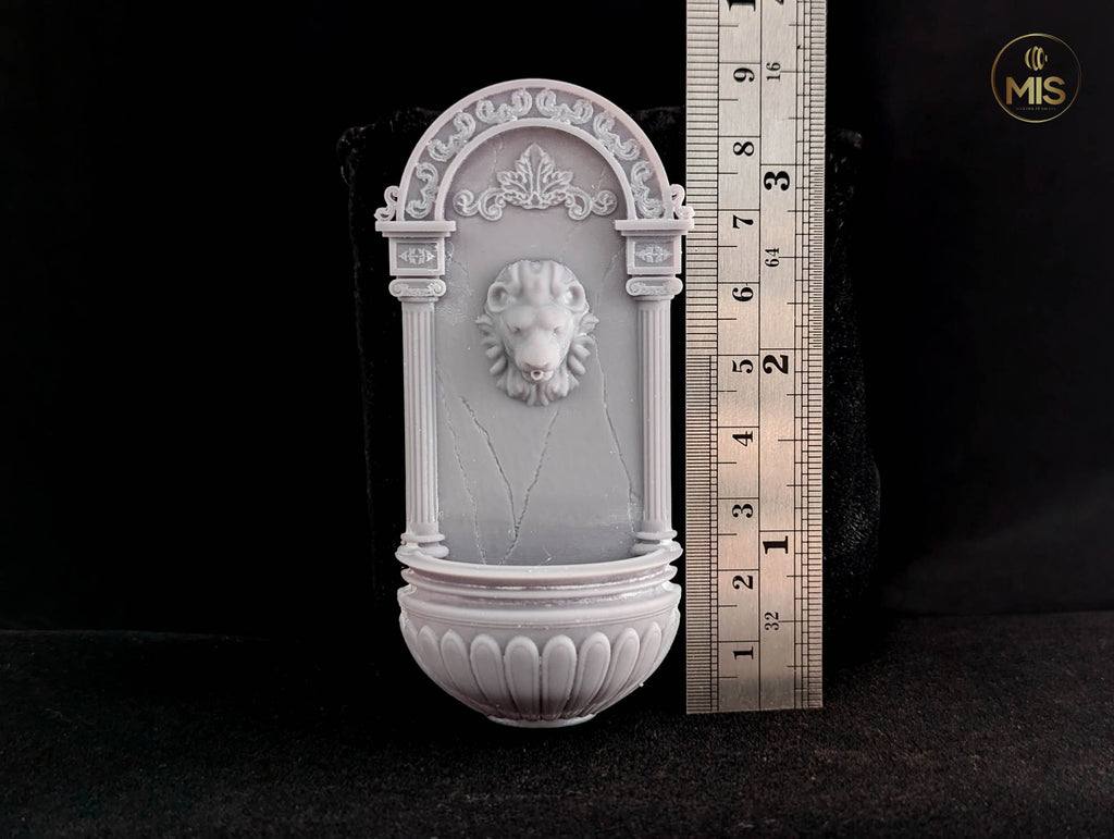 Detailed Lion Wall Fountain Classic stone- Available hand painted or ready to paint -  1:12 / 24th scale