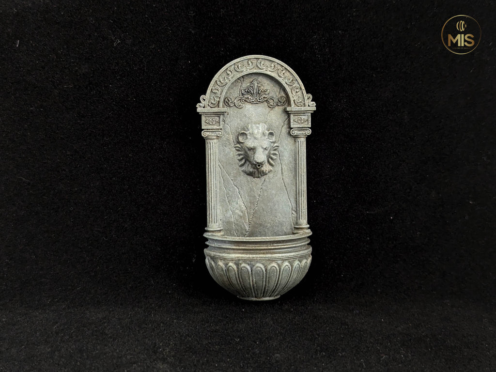 Detailed Lion Wall Fountain Classic stone- Available hand painted or ready to paint -  1:12 / 24th scale