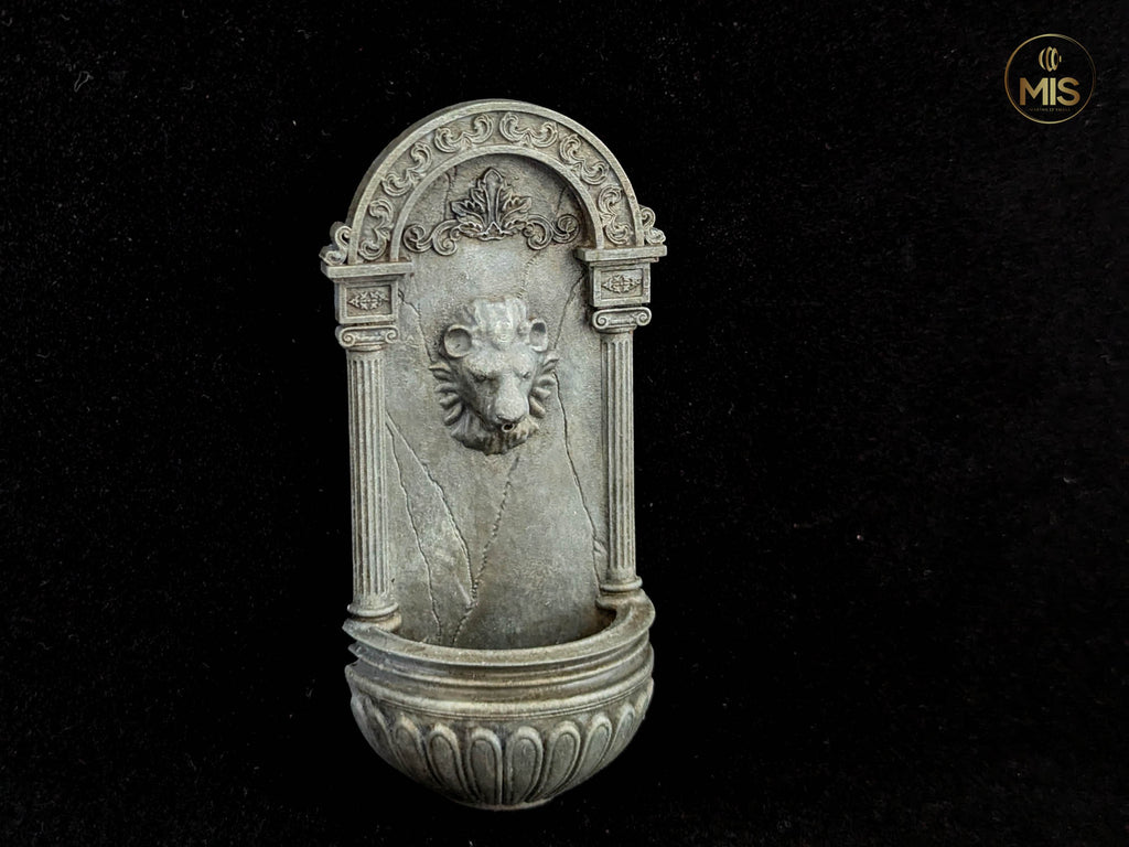 Detailed Lion Wall Fountain Classic stone- Available hand painted or ready to paint -  1:12 / 24th scale