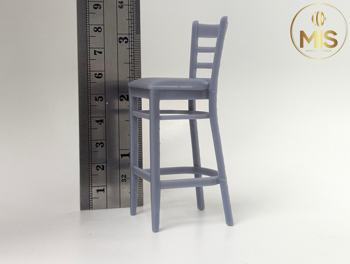 Wooden style modern bar stool 1:12