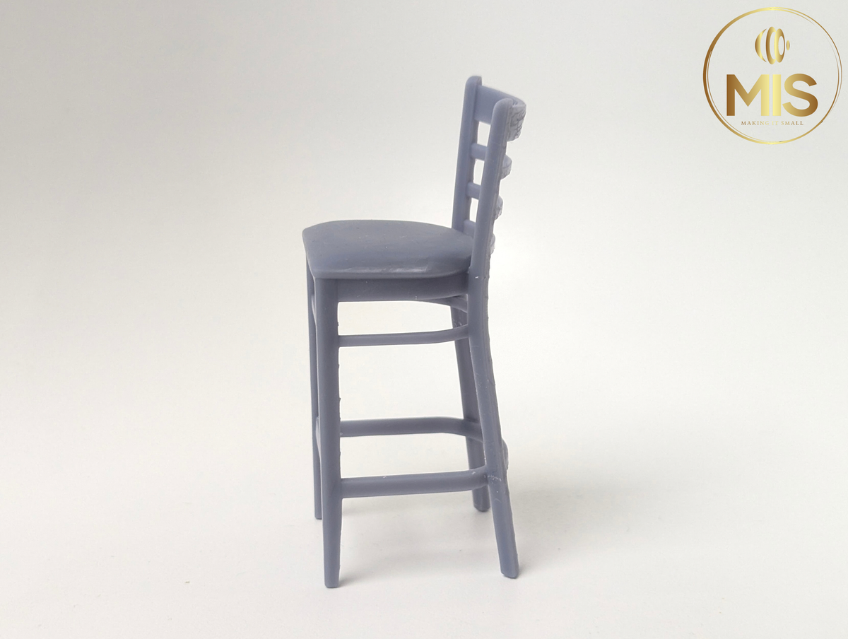 Wooden style modern bar stool 1:12